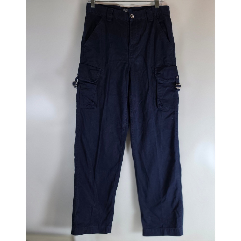 Polo Ralph Lauren Boys Cargo Pants Size 18 Navy Blue Utility Gorpcore Youth Kids